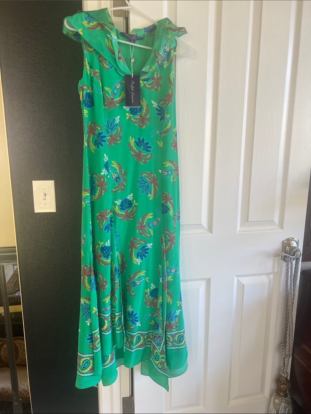Ralph Lauren Purple Label Green Floral Maxi Dress